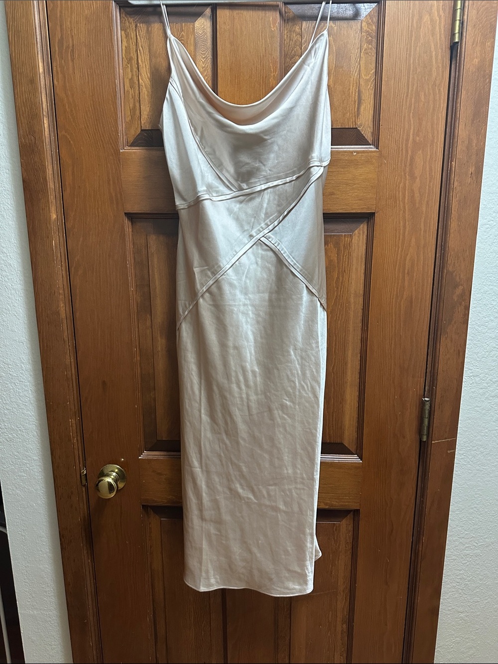 Satin Cowl Neck Slip Dress - Ivory